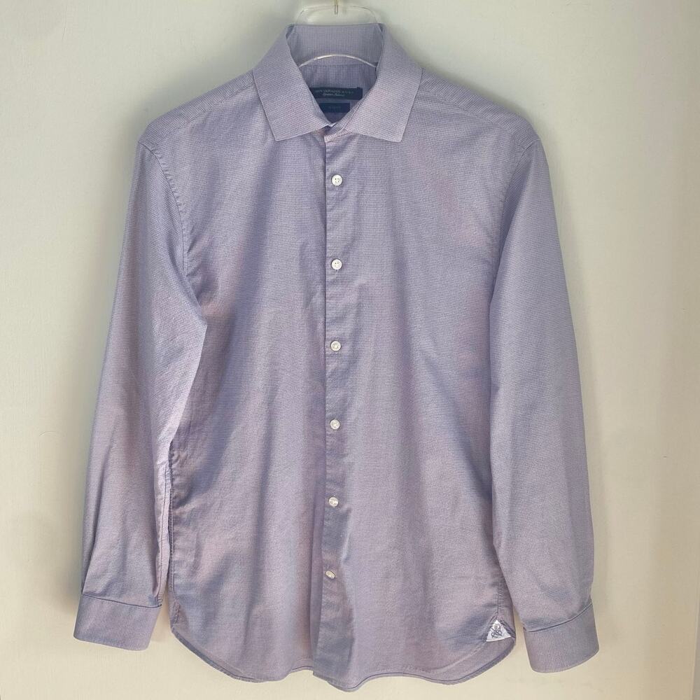 John Varvatos Star USA Slim Fit Shirt Men Size Small 15 32/33 Lavender Check